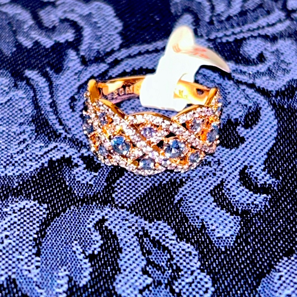 Rose Gold Tone🌹and Aqua Marine Blue Statement Ring